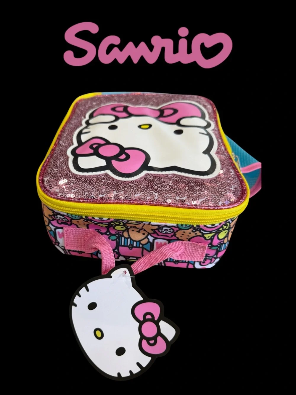 Adorable NWT Sanrio Hello Kitty Pink Sequin Lunch Bag